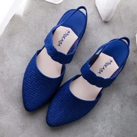 elegant leather low heels women summer shoes lady pointed toe thick heels pumps 2021 newest party casual shoes woman top sandals
