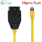 10 шт.лот для BMW ENET кабель для передачи Данных Ethernet для OBD2 16Pin интерфейс RJ45 металлический разъем 3.23.4 V50.3 данные