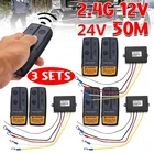 NEW-3Set 12V 24V 2,4G 50M Универсальная автомобильная Беспроводная лебедка кран пульт дистанционного управления ler с двойным дистанционным управлением