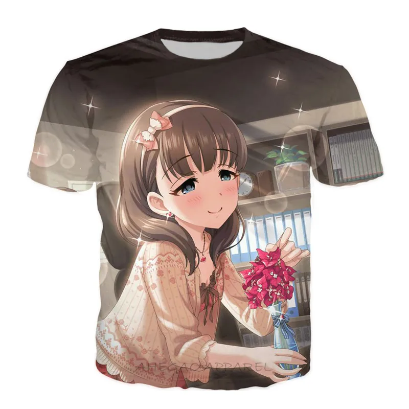Kawaii/футболка для девочек футболка с аниме Kawaii Manga забавная летняя футболка Idol Master хипстерские Цветочные Топы уличная одежда большого размера в стиле хип-хоп
