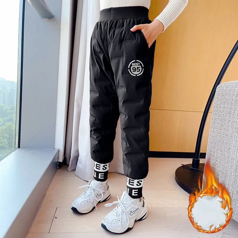 

Fashion Girls Winter Pants Waterproof Ski Pants Cotton Padded Thick Warm Trousers 8 10 12 Years Elastic High Waisted Kids Pants