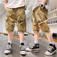 2022 new summer children khaki shorts for teens boys loose style cotton short cargo pants for teenagers age 5 7 9 11 13 14 years