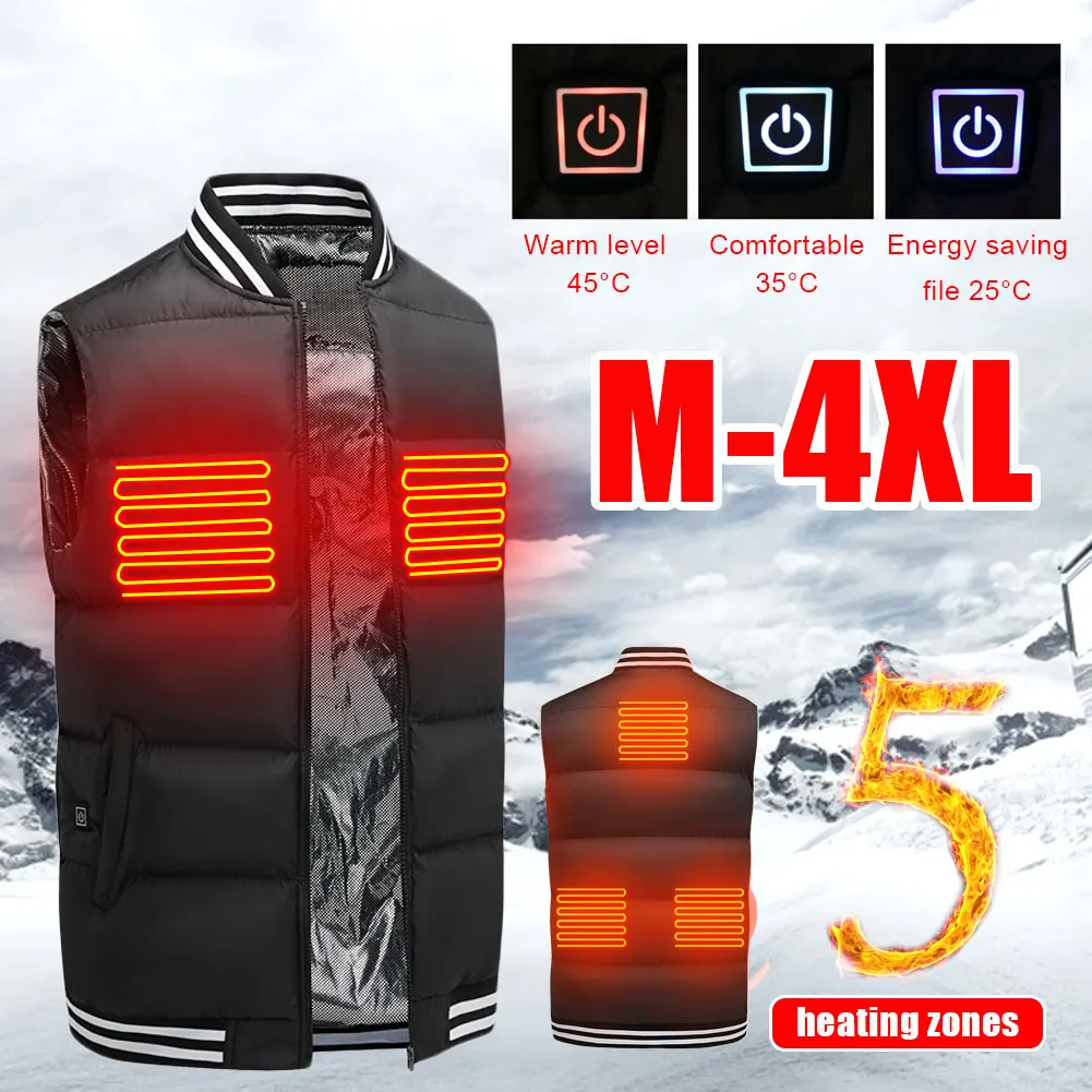 

Smart Electric Heating Vest USB Charging Heating Vest Unisex Outdoor Camping Fishing Thermal Clothing Thick & Warm 5 Fever Zone