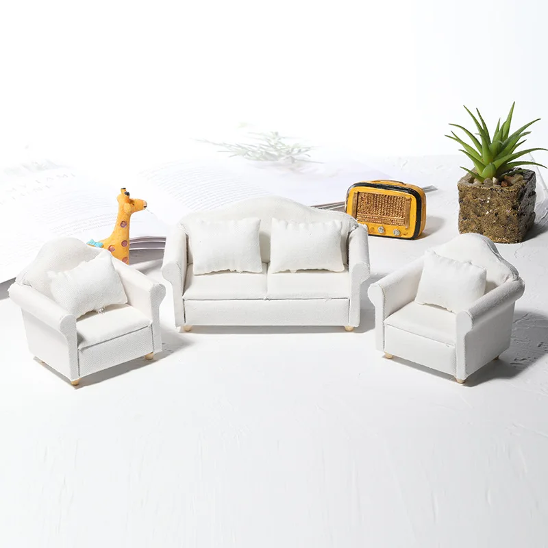 

1:12 куклы для кукольного домика дом имитационная модель аксессуары для куклы игрушки для детей [мини белый диван с тканевой обивкой