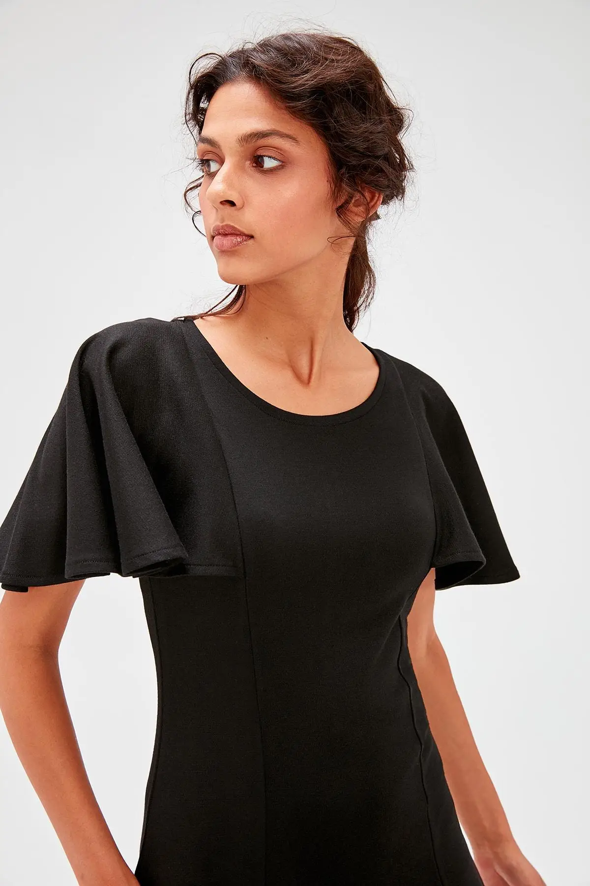 Trendyol Black Flounces Knit Dress TWOAW20EL1075 | Женская одежда