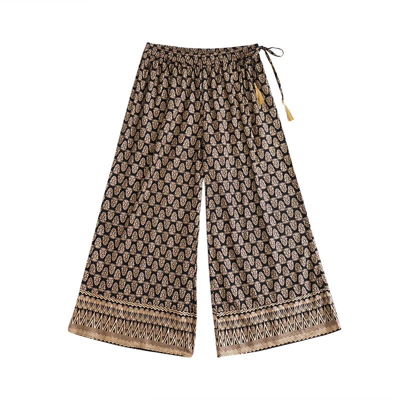 Shalwar Indian Pants Thin Ethnic Gold Printed Black Wide Leg Cotton Trousers Shalwars Salwar Dress Women Costume | Тематическая