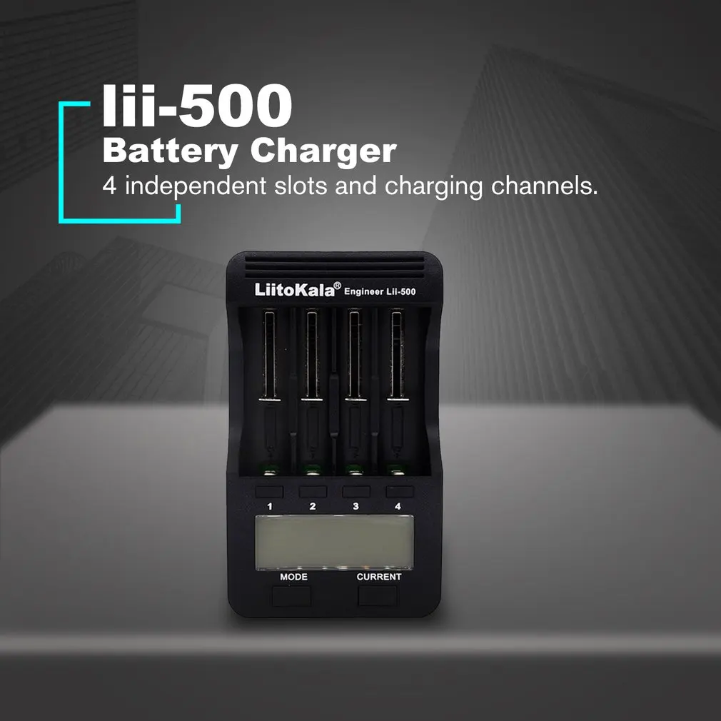 Liitokala Lii-500 18650 ЖК-дисплей зарядное устройство 26650 21700 14500 10440 4 слота NiMH Li-Ion Смарт с