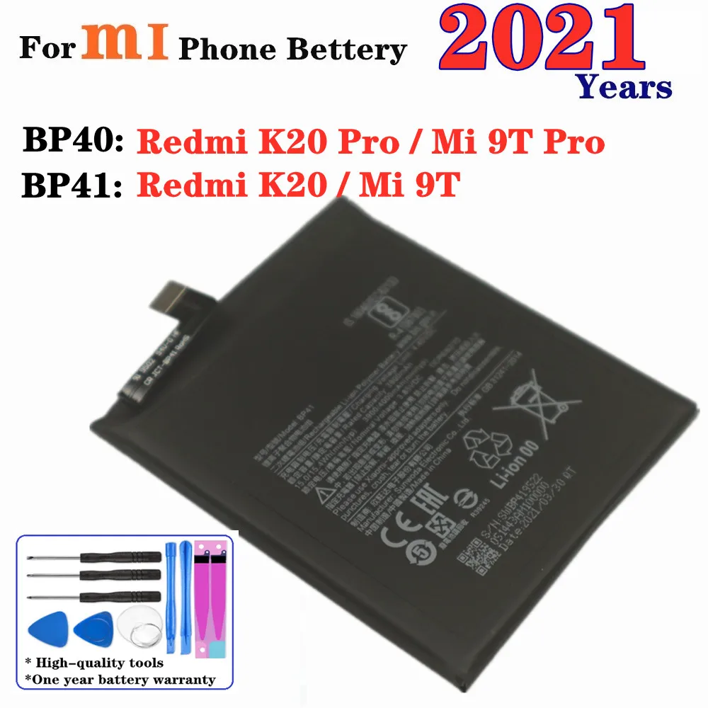 

2021 4000 мАч BP41 BP40 Аккумулятор для Xiaomi Redmi K20 / Mi 9T / Redmi K20 Pro / 9T Pro, сменный Оригинальный аккумулятор для телефона