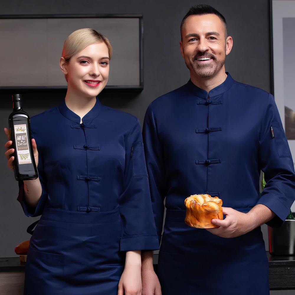 Одежда в китайском стиле на пуговицах униформа шеф повара с длинным рукавом