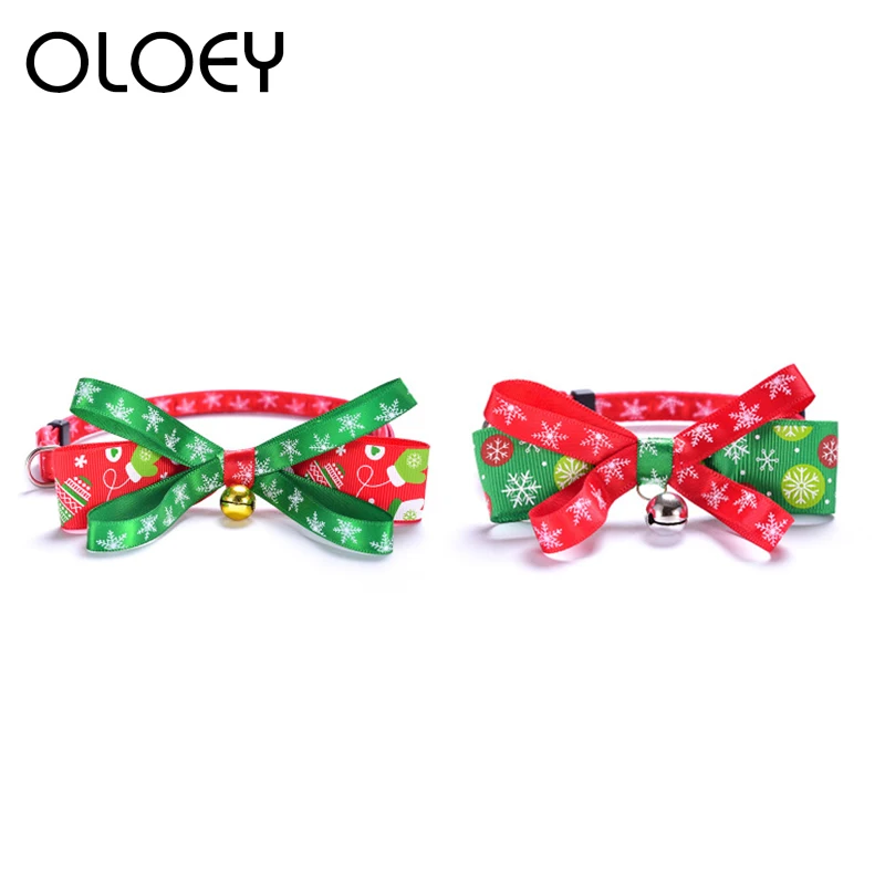 Регулируемый ошейник для кошек с колокольчиком милый Рождественский галстук