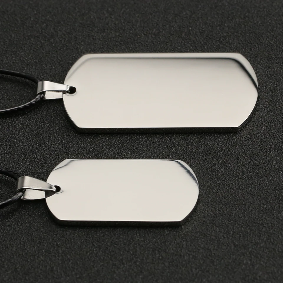 Собачья бирка ожерелье DogTag Военная армейская табличка с гравировкой ID пустой серебряный полированный кулон ювелирные изделия из нержавеющей стали для мужчин