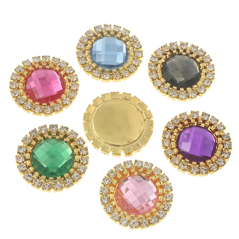 24 мм 10 шт./лот декоративные пуговицы из горного хрусталя для рукоделия и с плоской