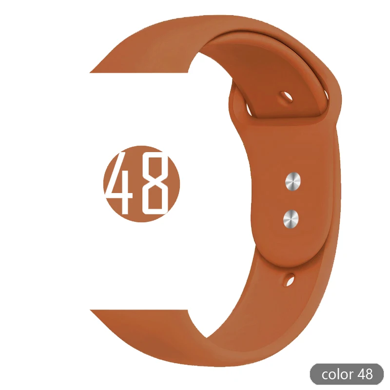 Мягкий силиконовый спортивный ремешок для Apple Watch 5 4 3 2 1 38 мм 42 мм, резиновый ремешок для часов Iwatch series 5 4 40 мм 44 мм - Цвет ремешка: Color 48