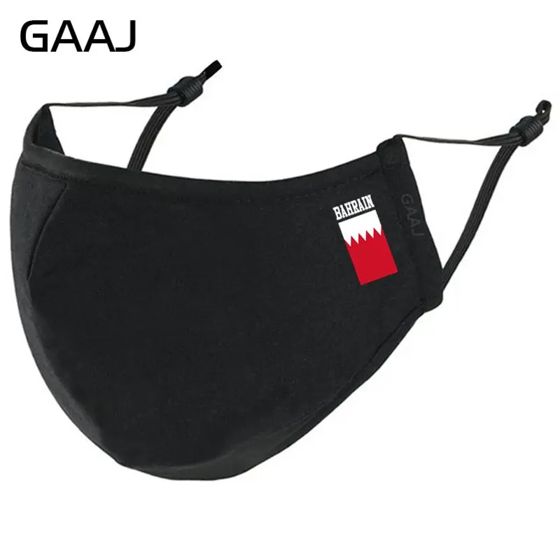 

GAAJ Bahrain Flag Printing 100% Cotton Face Mask Washable With 5 Layers PM2.5 Filter Dustproof Reusable Fabric Adult Mouth Mask