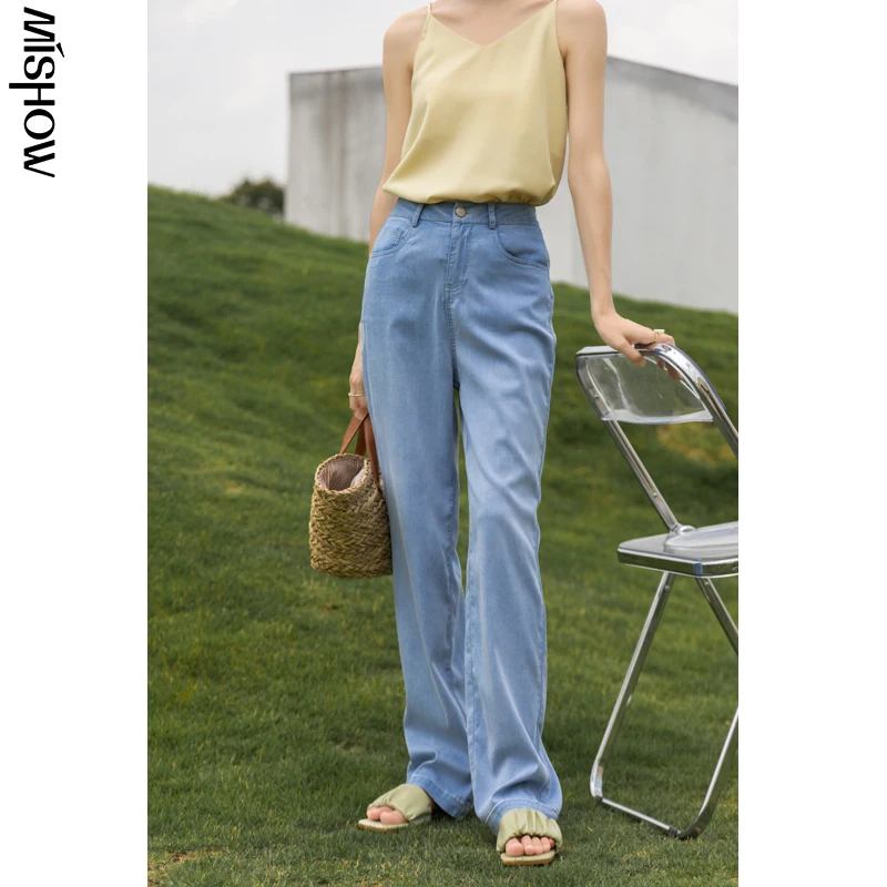

MISHOW 2021 Jeans For Women Summer Long Pants Casual Denim Streetwear High Waist Trousers Female Clothing MXA29K0036