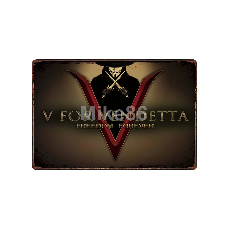 [Mike86] V для vendetta Movie винтажный металлический постер в пабе магазин ретро