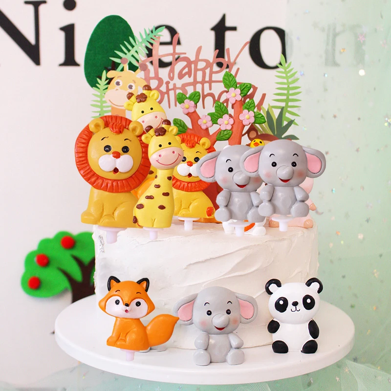 

1 PC Birthday Animal Cake Decorations Toppers Plug-In Jungle Animal Forest Cake Toppers For Graduation Parties And Festivals