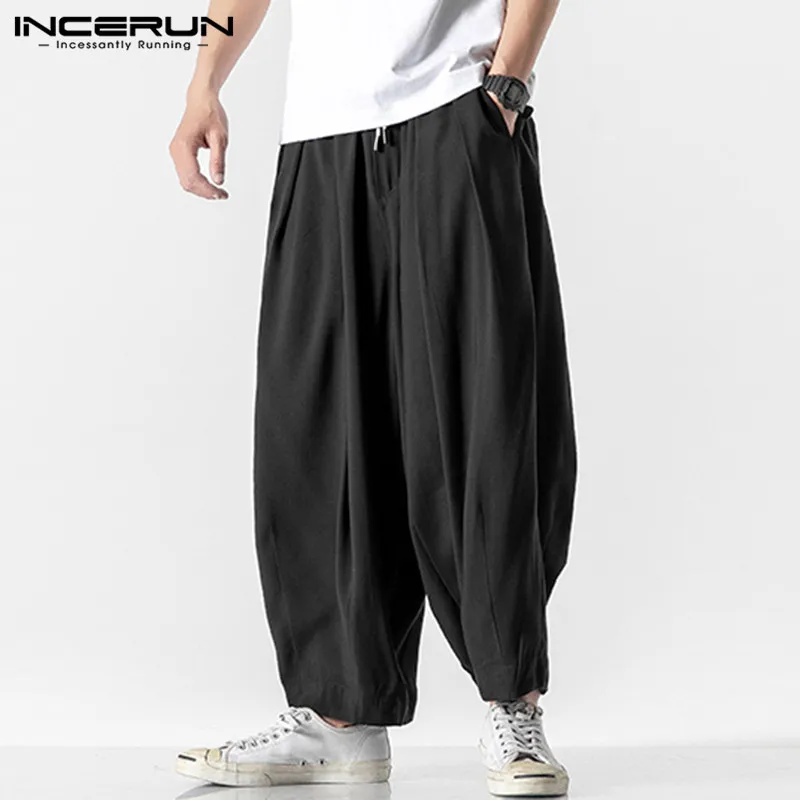 Мужские брюки с широкими штанинами 2021 Drawstring Joggers однотонные карманы Хай стрит
