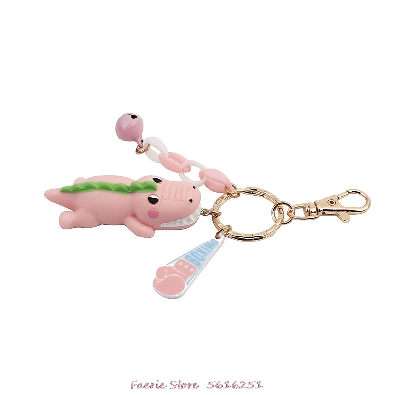 

Cute Cartoon Tripping Dinosaur Color Ring Keychain Pendant Small Gift Ornaments Key Chain Decoration Wholesale Female Keyring
