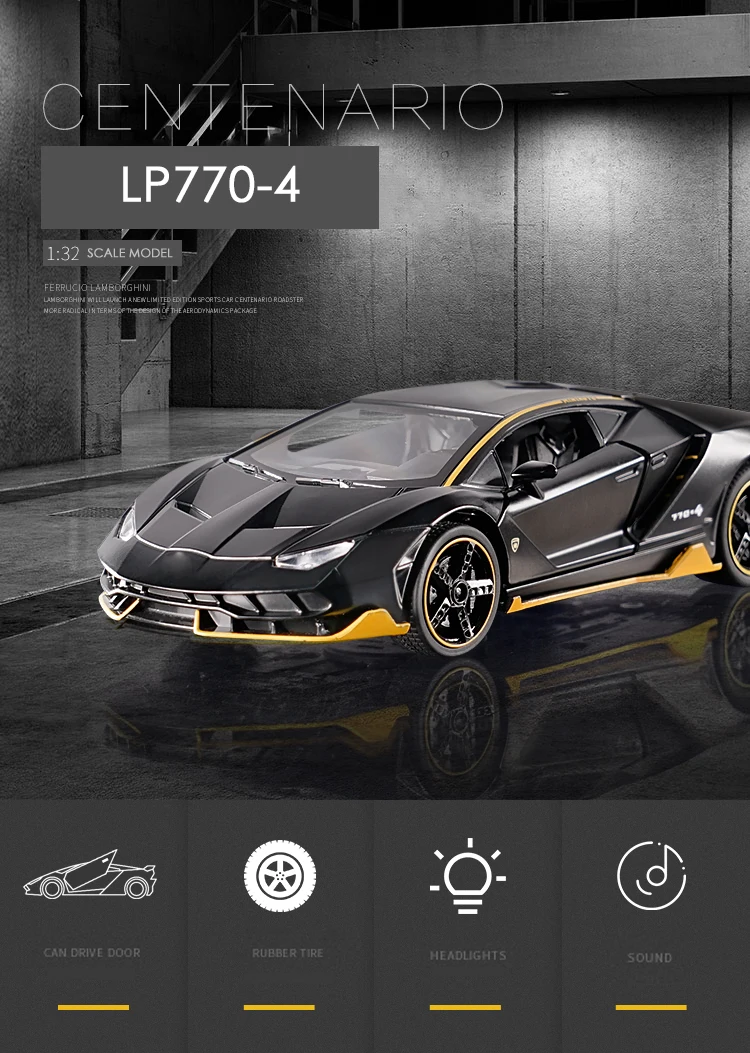 Горячая LP770 1:32 RC автомобиль сплав спортивная модель автомобиля звук светильник супер гоночный автомобиль задний откидной обода сплавочных колес игрушки для детей