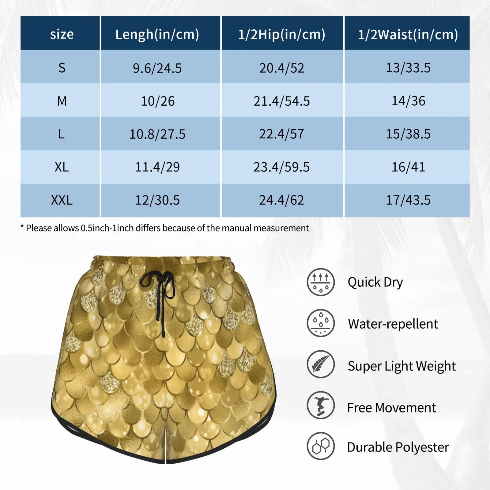 

Royal Gold Mermaid Scales Swim Shorts Women Beach Shorts Mermaid Metal Mermaid Glitter Metalic Mermaid Scales Pattern