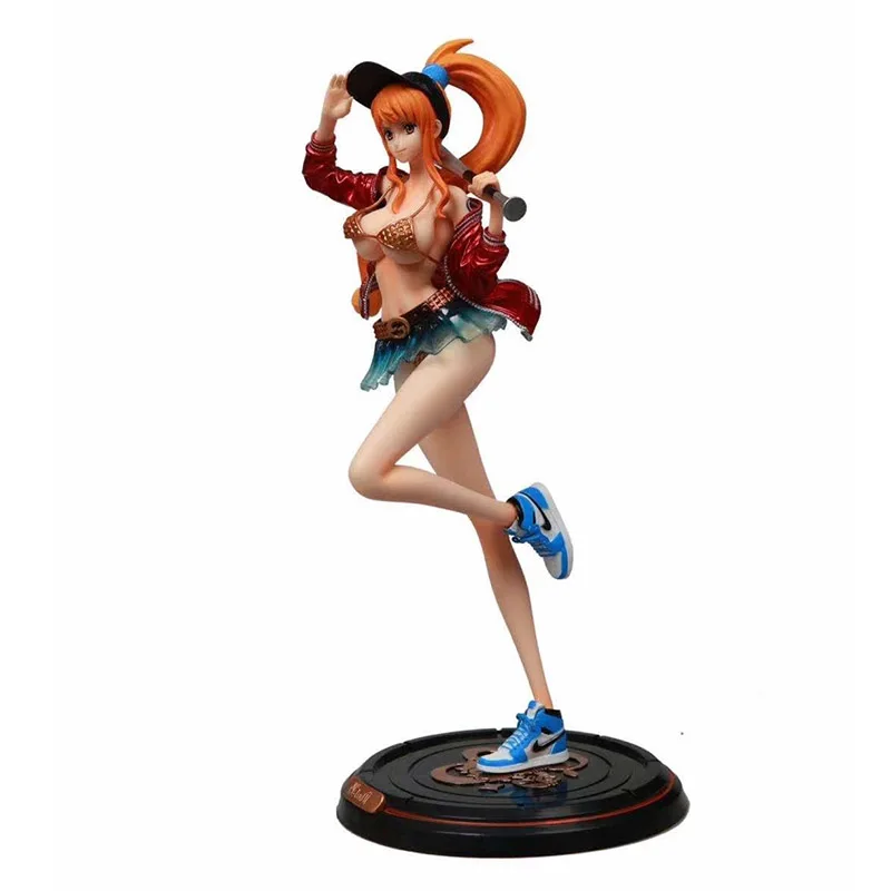 

Anime One Piece Painted Figure Baseball Jackets Street Fashion Version Nami Action PVC Figure Toys Brinquedos 34CM
