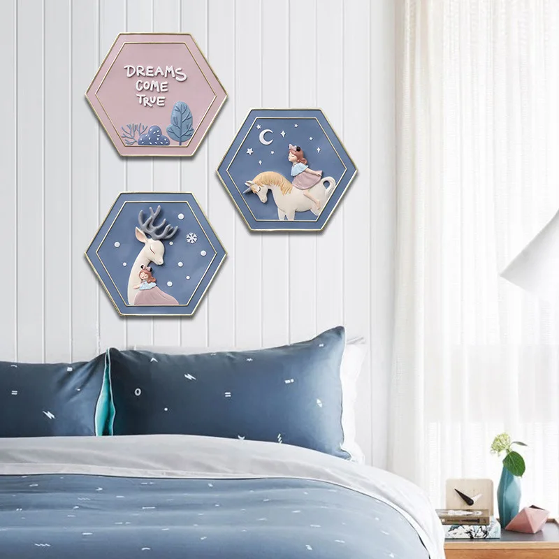 Настенное подвесное украшение в скандинавском стиле для девушки с единорогом