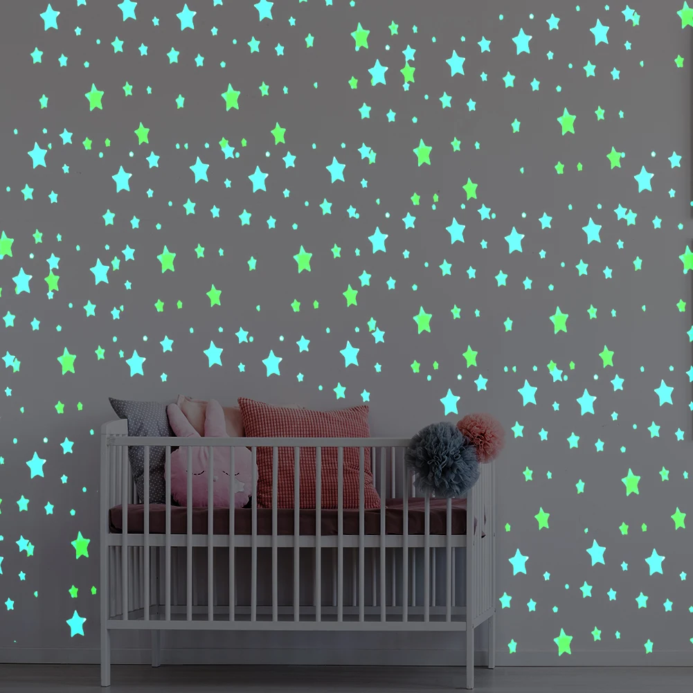 

3D Star Luminous Wall Stickers Star Glow in the Dark Decals Kids Room Decor Decoration Fluorescent Mural Decals
