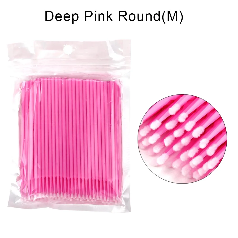 100pcs pink 100/500/1000 шт/партия микрощетки для наращивания ресниц ватный тампон клей для ресниц щеточки одноразовые аппликаторы палочки инструменты для макияжа - Цвет: 100pcs pink