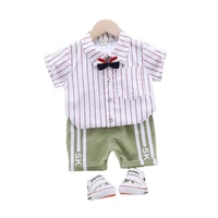 kids infant fashion clothing new summer baby clothes children boys girls striped shirt shorts 2pcssets toddler casualtracksuit