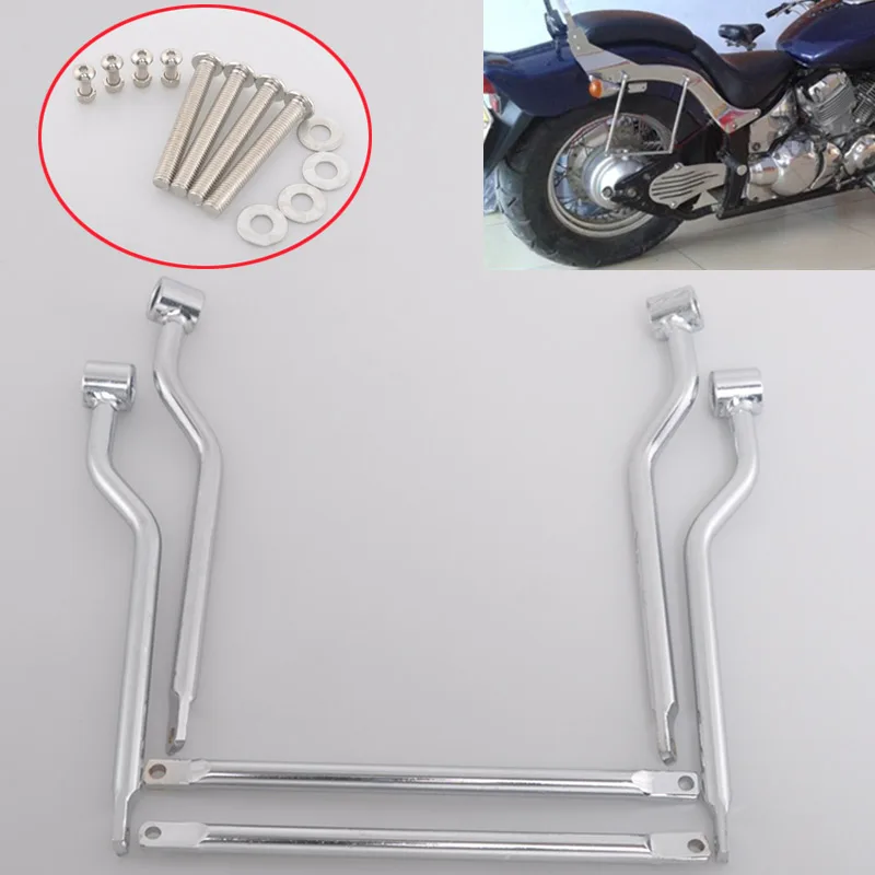 

Хромированный Монтажный кронштейн для седельной сумки мотоцикла, из нержавеющей стали, багажная опорная стойка, держатель для Harley Sportster Honda ...