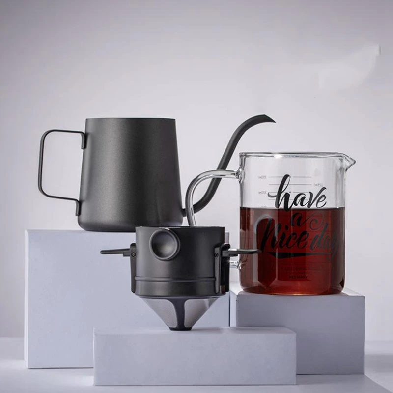 

3Pcs Permanent Coffee Filter Cup Stainless Steel Coffee Filter Folding Filter Hand Punch Cup Portable Coffee Utensil Kit