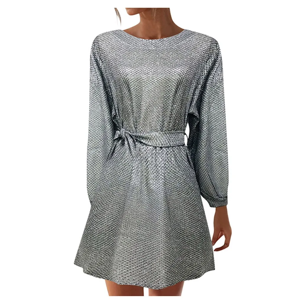 Женское платье с блестками блестящие вечерние мини-платья длинным рукавом и