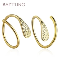 bayttling silver color gold wave earrings round water drop hoop earrings for women fashion wedding jewelry gifts