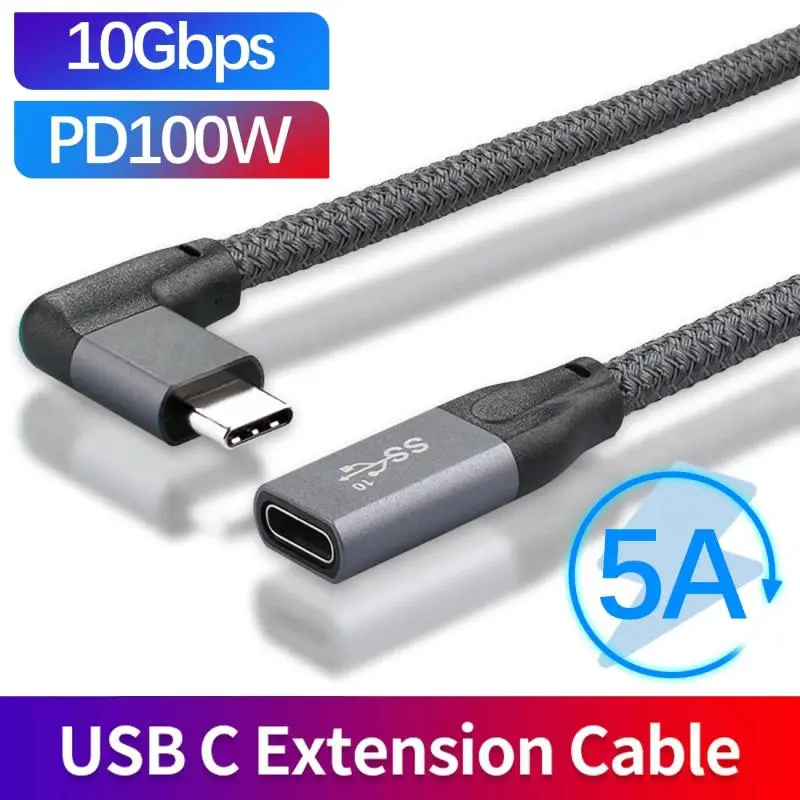 

USB-C 3.1 Gen2 Extension Cable 90 Degrees Curved 10Gbps Super Speed Data Transmission Cable For Laptop PC Macbook 0.5M 1M
