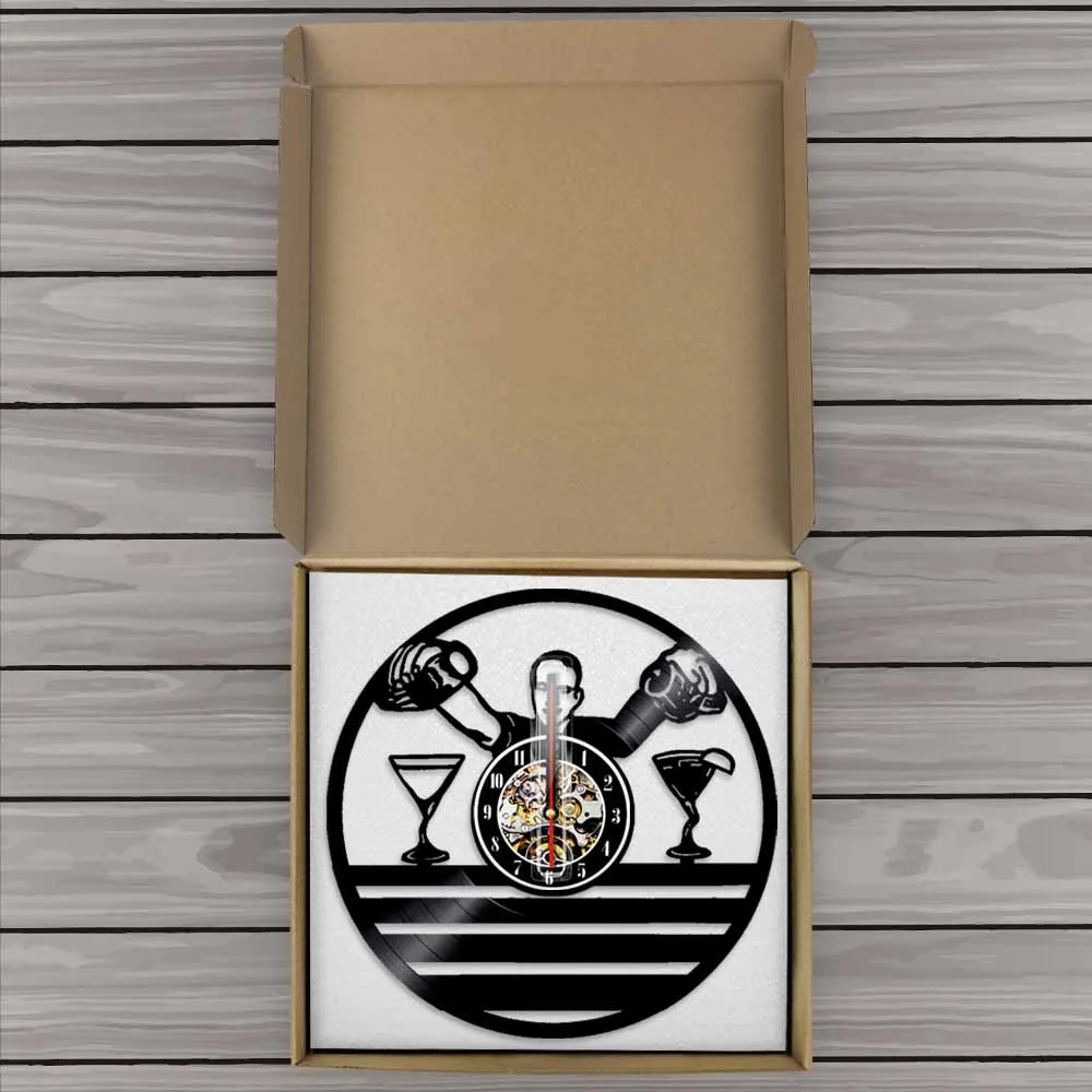 Винтажные настенные часы с виниловой пластиной 3D современный дизайн для бармена