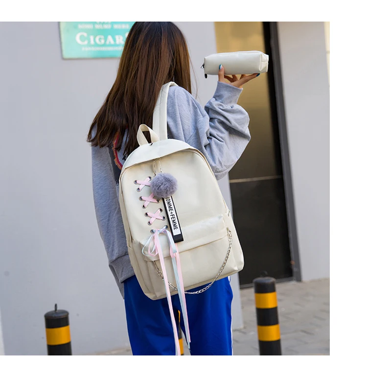 Комплект из 4 предметов мода рюкзак Для женщин для отдыха Back Pack Япония дамы рюкзак Повседневное Для женщин девочек-подростков Классический Рюкзак Школьный Сумки