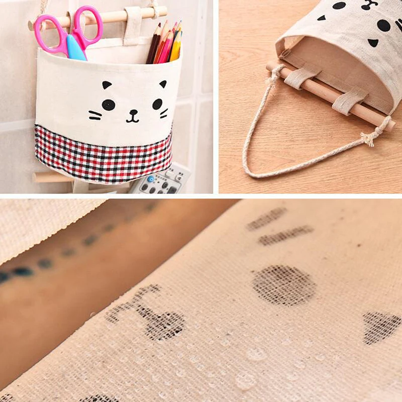 Симпатичные хлопковые льняные подвесные органайзеры настенный шкаф подвесная