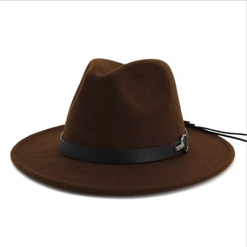 Для женщин с широкими полями шерсть фетр Джаз Fedora шляпы Панамы стиль дамы