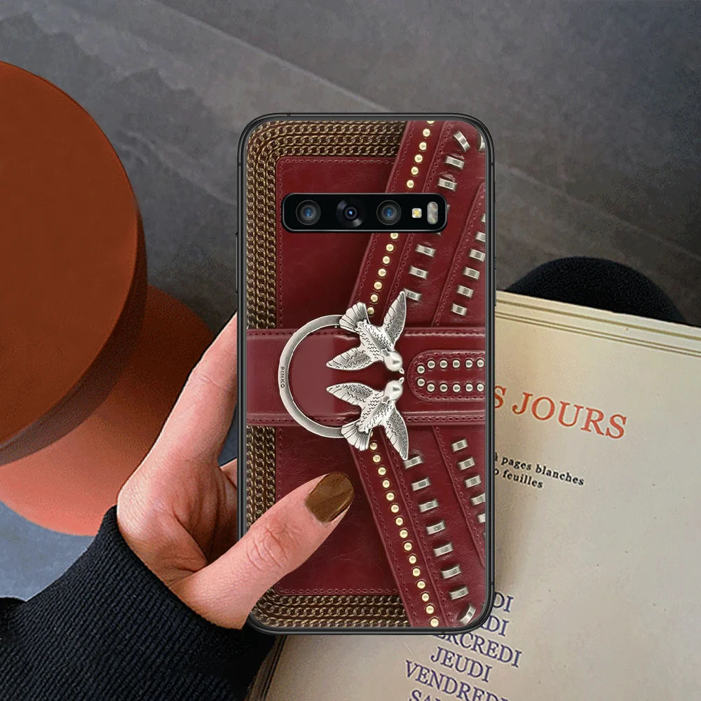 

Italian Luxury Brand Pinkos Phone Case For Samsung Galaxy Note S 8 9 10 20 Plus E Lite Uitra Black Cover Pretty Funda Fashion