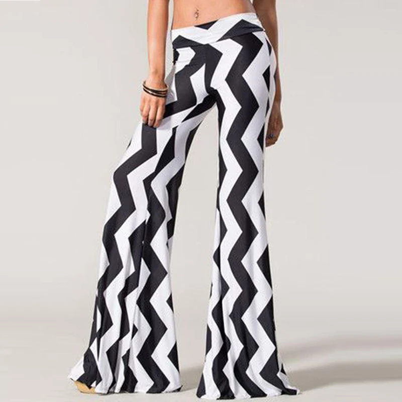 

Women Fashion High Waist Pattern Print Trousers Summer Sexy Slim Vintage Flare Pants Casual Streetwear Ladies Long Pants Clothes