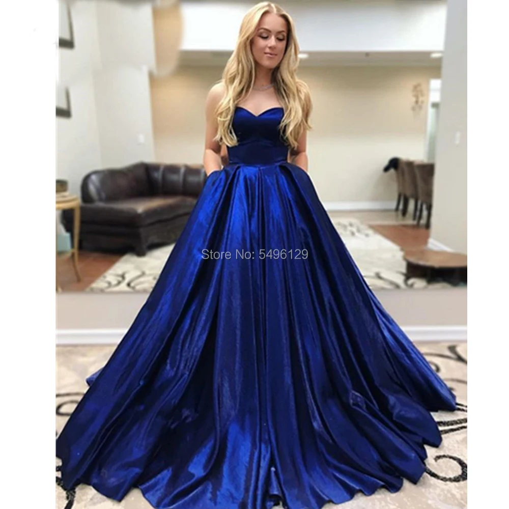 Новый ярко синие вечерние платья элегантные атласные Vestido De Noiva Милая платье