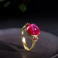 koraba natural 6x8mm red star ruby gem ring 925 sterling silver female ring