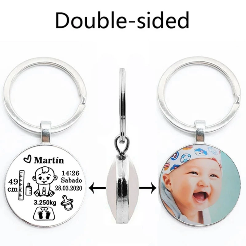 Diy Baby Keychain Name Newborn Birth Date Weight Height Commemorative Custom Key Ring New Mom Dad Gift  - buy with discount