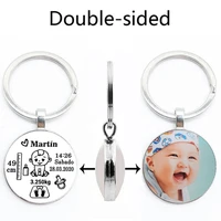 diy baby keychain name newborn birth date weight height commemorative custom key ring new mom dad gift
