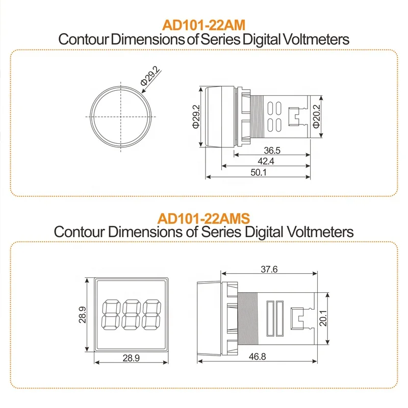 

LANBOO 22mm Mini Digital display Ammeter Panel Amp Current Meter