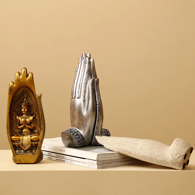 2Pcs Buddha Statue Hands Sculptures Monk Figurine Tathagata India Yoga Fengshui Home Decoration Accessories Dropshipping | Дом и сад