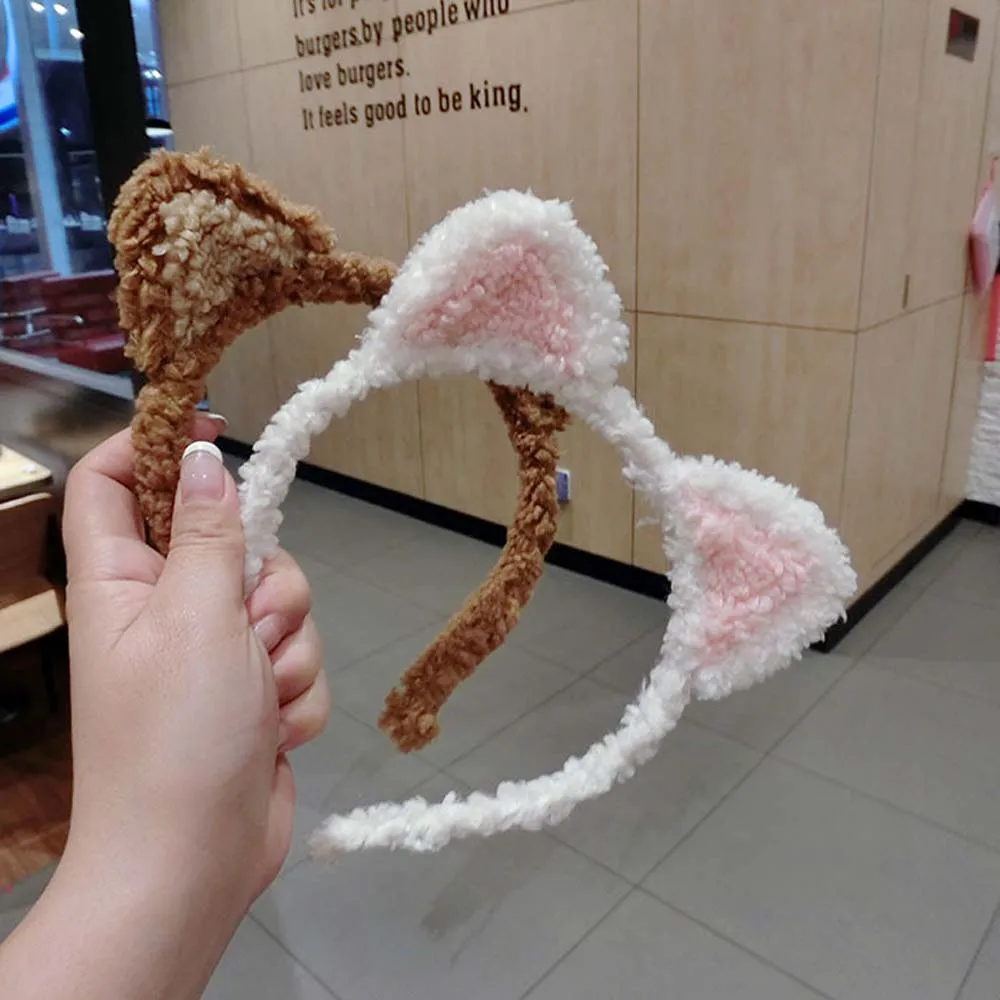 Женская плюшевая повязка на голову с кошачьими ушками | Детская одежда и обувь