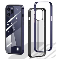 3 in 1 plating frame armor shockproof case for iphone 13 12 pro max 13 mini phone case silicon transparent pc acrylic cover