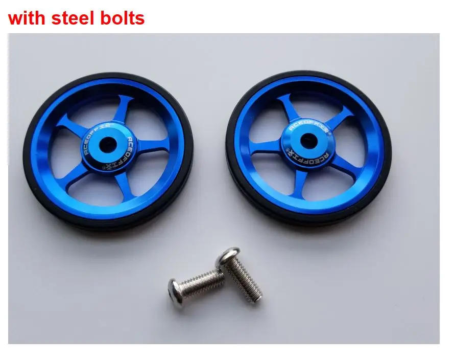 with steel bolts 1 пара велосипед Easywheel 3 цвета Алюминий сплав супер легкая по весу простая колеса+ Титан болты для Brompton 45 г/компл - Цвет: with steel bolts